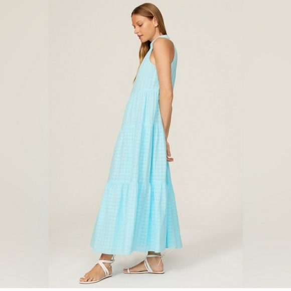 Nwt medium Trina Turk Tiered Sunglasses Maxi Dress turquoise - Picture 5 of 13
